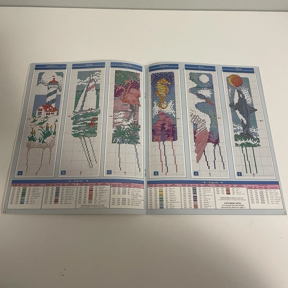 Bookmarks By the Sea Cross Stitch Leaflet Patterns - Vintage Rare